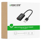 Adaptor UGREEN External Sound Adapter US205 (30724), USB2.0 to Headphone Jack, Microphone Jack, Immersive Effects