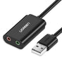 Adaptor UGREEN External Sound Adapter US205 (30724), USB2.0 to Headphone Jack, Microphone Jack, Immersive Effects