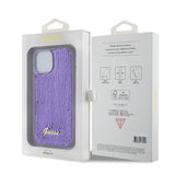 Husa pentru iPhone 15, Guess Sequin Script Metal (GUHCP15SPSFDGSU), mov