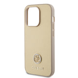 Husa pentru iPhone 15 Pro Max, Guess Strass Metal Logo (GUHCP15XPS4DGPD), auriu