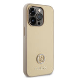 Husa pentru iPhone 15 Pro Max, Guess Strass Metal Logo (GUHCP15XPS4DGPD), auriu