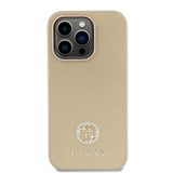 Husa pentru iPhone 15 Pro Max, Guess Strass Metal Logo (GUHCP15XPS4DGPD), auriu