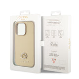 Husa pentru iPhone 15 Pro Max, Guess Strass Metal Logo (GUHCP15XPS4DGPD), auriu