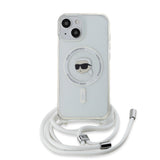 Husa pentru iPhone 15, Karl Lagerfeld IML Crossbody MagSafe (KLHMP15SHCKHNT), transparenta