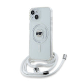 Husa pentru iPhone 15, Karl Lagerfeld IML Crossbody MagSafe (KLHMP15SHCKHNT), transparenta
