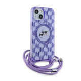 Husa pentru iPhone 15, Karl Lagerfeld IML Crossbody MagSafe (KLHMP15SHCKCKLCU), mov