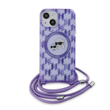 Husa pentru iPhone 15, Karl Lagerfeld IML Crossbody MagSafe (KLHMP15SHCKCKLCU), mov