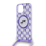 Husa pentru iPhone 15, Karl Lagerfeld IML Crossbody MagSafe (KLHMP15SHCKCKLCU), mov