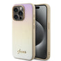 Husa pentru iPhone 15 Pro Max, Guess Saffiano Iridescent Script (GUHCP15XPSAIRSD), auriu