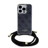 Husa pentru iPhone 15 Pro, Guess Crossbody Cord 4G Print (GUHCP15LHC4SEK), negru