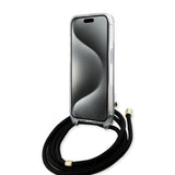 Husa pentru iPhone 15 Pro, Guess Crossbody Cord 4G Print (GUHCP15LHC4SEK), negru