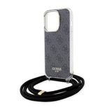 Husa pentru iPhone 15 Pro, Guess Crossbody Cord 4G Print (GUHCP15LHC4SEK), negru