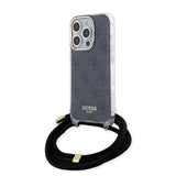 Husa pentru iPhone 15 Pro, Guess Crossbody Cord 4G Print (GUHCP15LHC4SEK), negru