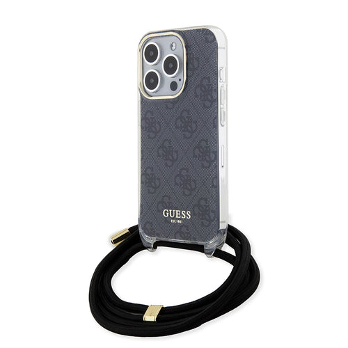 Husa pentru iPhone 15 Pro, Guess Crossbody Cord 4G Print (GUHCP15LHC4SEK), negru