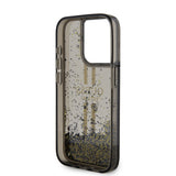 Husa pentru iPhone 15 Pro, Guess Liquid Glitter Gold Stripes (GUHCP15LLFCSEGK), negru