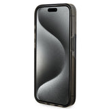 Husa pentru iPhone 15 Pro, Guess Liquid Glitter Gold Stripes (GUHCP15LLFCSEGK), negru
