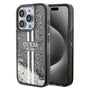 Husa pentru iPhone 15 Pro, Guess Liquid Glitter Gold Stripes (GUHCP15LLFCSEGK), negru