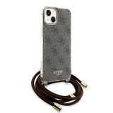 Husa pentru iPhone 15, Guess Crossbody Cord 4G Print (GUHCP15SHC4SEW), maro