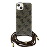 Husa pentru iPhone 15, Guess Crossbody Cord 4G Print (GUHCP15SHC4SEW), maro
