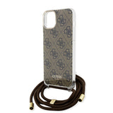 Husa pentru iPhone 15, Guess Crossbody Cord 4G Print (GUHCP15SHC4SEW), maro