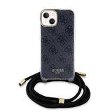 Husa pentru iPhone 15, Guess Crossbody Cord 4G Print (GUHCP15SHC4SEK), negru