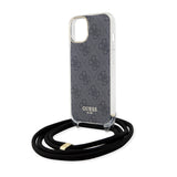 Husa pentru iPhone 15, Guess Crossbody Cord 4G Print (GUHCP15SHC4SEK), negru