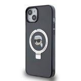 Husa pentru iPhone 15 Plus, Karl Lagerfeld Hardcase Ring Stand MagSafe (KLHMP15MHMRSKHK), negru