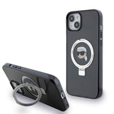 Husa pentru iPhone 15 Plus, Karl Lagerfeld Hardcase Ring Stand MagSafe (KLHMP15MHMRSKHK), negru