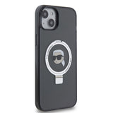 Husa pentru iPhone 15 Plus, Karl Lagerfeld Hardcase Ring Stand MagSafe (KLHMP15MHMRSKHK), negru