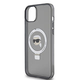 Husa pentru iPhone 15 Plus, Karl Lagerfeld Hardcase Ring Stand MagSafe (KLHMP15MHMRSKHK), negru