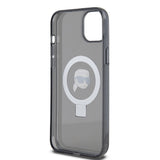 Husa pentru iPhone 15 Plus, Karl Lagerfeld Hardcase Ring Stand MagSafe (KLHMP15MHMRSKHK), negru