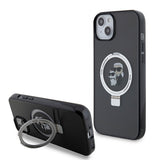 Husa pentru iPhone 15 Plus, Karl Lagerfeld Hardcase Ring Stand MagSafe (KLHMP15MHMRSKCK), negru