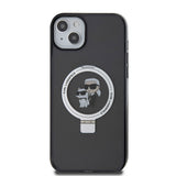 Husa pentru iPhone 15 Plus, Karl Lagerfeld Hardcase Ring Stand MagSafe (KLHMP15MHMRSKCK), negru