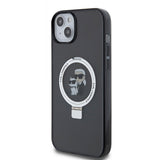 Husa pentru iPhone 15 Plus, Karl Lagerfeld Hardcase Ring Stand MagSafe (KLHMP15MHMRSKCK), negru