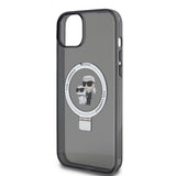 Husa pentru iPhone 15 Plus, Karl Lagerfeld Hardcase Ring Stand MagSafe (KLHMP15MHMRSKCK), negru