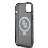 Husa pentru iPhone 15 Plus, Karl Lagerfeld Hardcase Ring Stand MagSafe (KLHMP15MHMRSKCK), negru