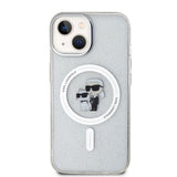 Husa pentru iPhone 15 Plus, Karl Lagerfeld Glitter MagSafe (KLHMP15MHGKCNOT), transparenta