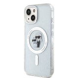 Husa pentru iPhone 15 Plus, Karl Lagerfeld Glitter MagSafe (KLHMP15MHGKCNOT), transparenta