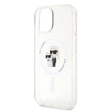 Husa pentru iPhone 15 Plus, Karl Lagerfeld Glitter MagSafe (KLHMP15MHGKCNOT), transparenta