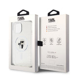 Husa pentru iPhone 15 Plus, Karl Lagerfeld Glitter MagSafe (KLHMP15MHGKCNOT), transparenta