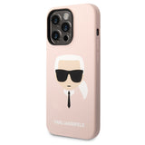 Husa pentru iPhone 14 Pro Max, Karl Lagerfeld Silicone MagSafe (KLHMP14XSLKHLP), roz deschis