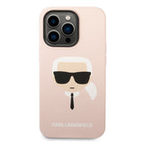 Husa pentru iPhone 14 Pro Max, Karl Lagerfeld Silicone MagSafe (KLHMP14XSLKHLP), roz deschis