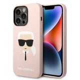 Husa pentru iPhone 14 Pro Max, Karl Lagerfeld Silicone MagSafe (KLHMP14XSLKHLP), roz deschis