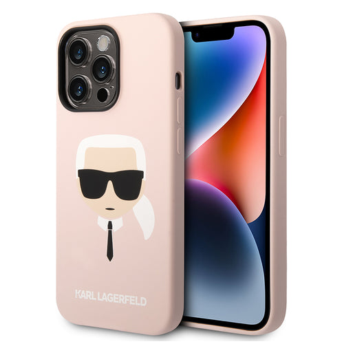 Husa pentru iPhone 14 Pro Max, Karl Lagerfeld Silicone MagSafe (KLHMP14XSLKHLP), roz deschis