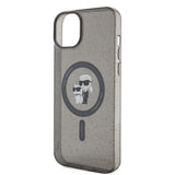 Husa pentru iPhone 15 Plus, Karl Lagerfeld Glitter MagSafe (KLHMP15MHGKCNOK), negru