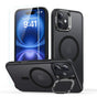 Husa pentru iPhone 16, ESR Classic Hybrid HaloLock Kickstand + Tempered Glass, negru frost