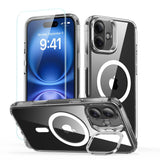 Husa pentru iPhone 16 Plus, ESR Classic Hybrid HaloLock Kickstand + Tempered Glass, negru/transparenta