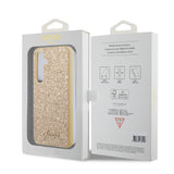 Husa pentru Samsung Galaxy S24 Plus, Guess Glitter Script (GUHCS24MHGGSHD), auriu