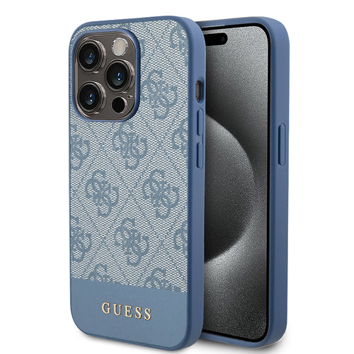 Husa pentru iPhone 15 Pro, Guess Hardcase 4G Stripe Collection (GUHCP15LG4GLBL), albastru