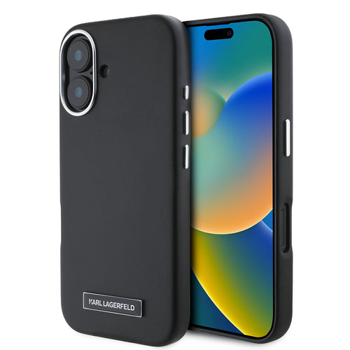 Husa pentru iPhone 16, Karl Lagerfeld Leather MagSafe (KLHMP16SPGMSRPK), negru